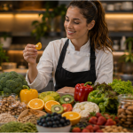 Bunte Auswahl an frischem Obst und Gemüse als natürliche Quelle wichtiger Vitamine für eine ausgewogene Ernährung.