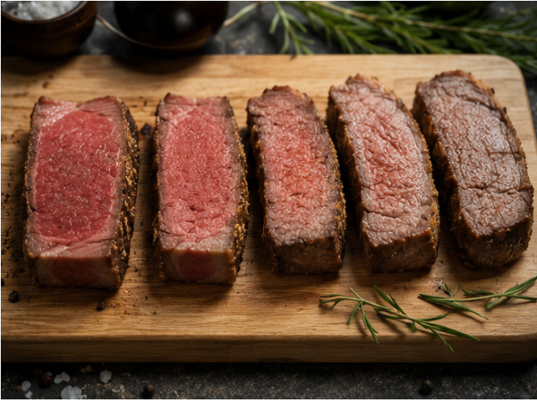 Verschiedene Lebensmittel werden durch Braten, Kochen und Dämpfen gegart und für den Verzehr zubereitet.