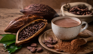 Kakaobohnen und Schokolade bei der Verarbeitung in der Gastronomie