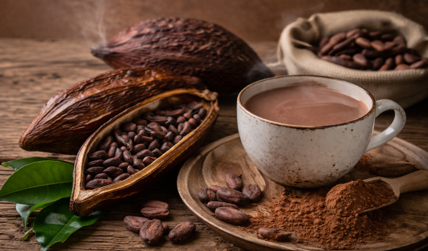 Kakaobohnen und Schokolade bei der Verarbeitung in der Gastronomie