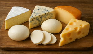 „Verschiedene Käsesorten auf einem Servierteller, bereit für den Einsatz in der Gastronomie und Hotellerie – von mild bis aromatisch.