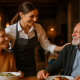 Symbolische Darstellung von Kundenbindung im Marketing mit zufriedenen Kunden und Serviceelementen